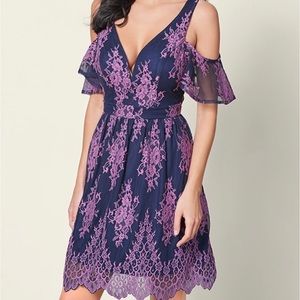 NWT PURPLE COLD SHOULDER LACE DRESS